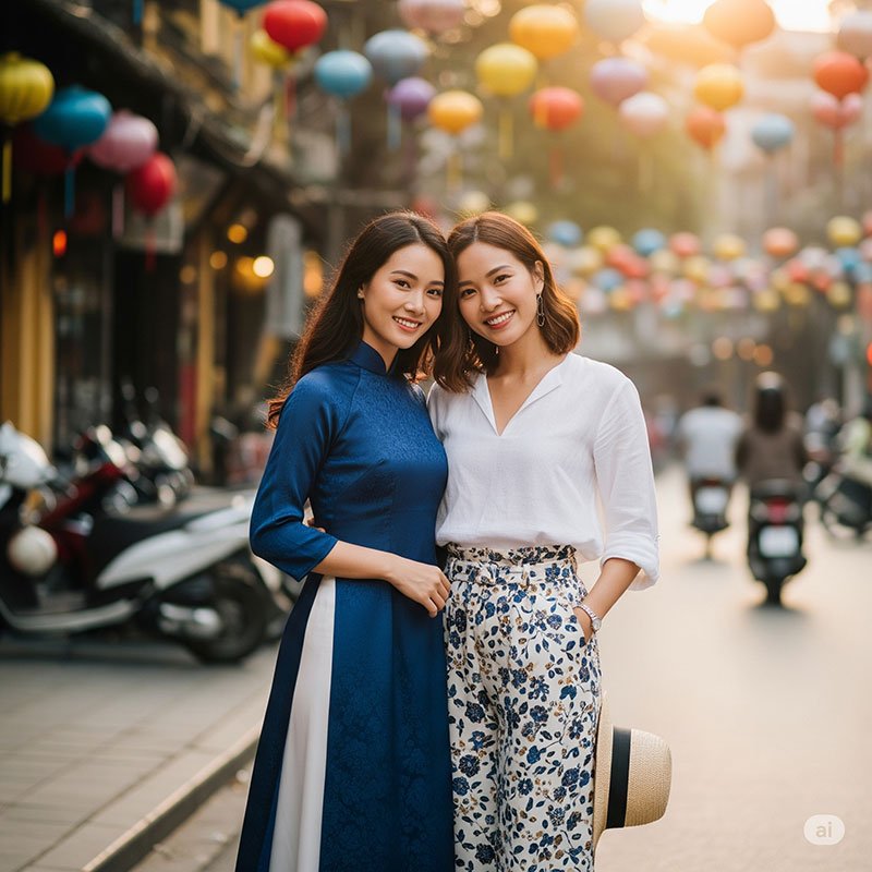 tạo dáng chụp ảnh 2 người nữ